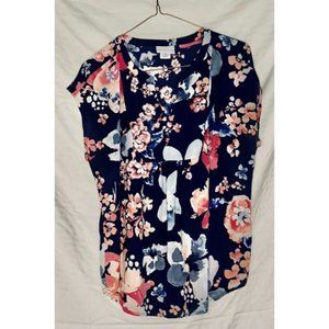 Liz Clairborne Floral Short Sleeve Blouse Size Medium